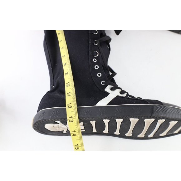 NOS Vtg 90s Streetwear Mens 12 Gothic Goth Punk Skull Tall Canvas Shoes Boots main image 8